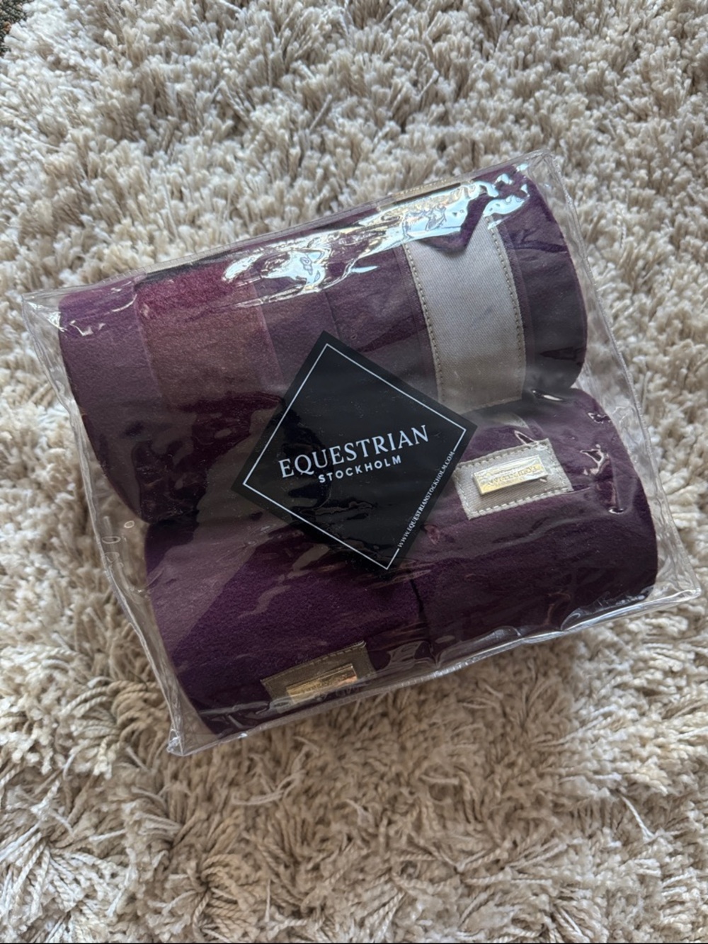 Equestrian Stockholm Merlot Gold Polo Wraps - Set of 4